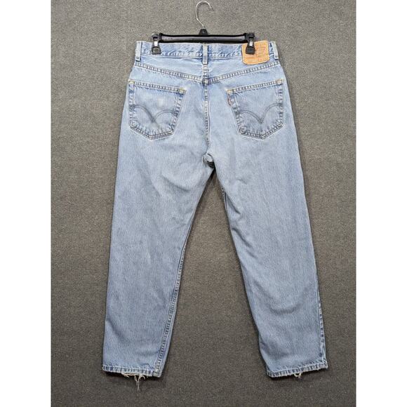 Levis 550 Jeans Mens 34x30 Straight Leg Blue Denim Relaxed Cotton Distressed - Picture 7 of 13